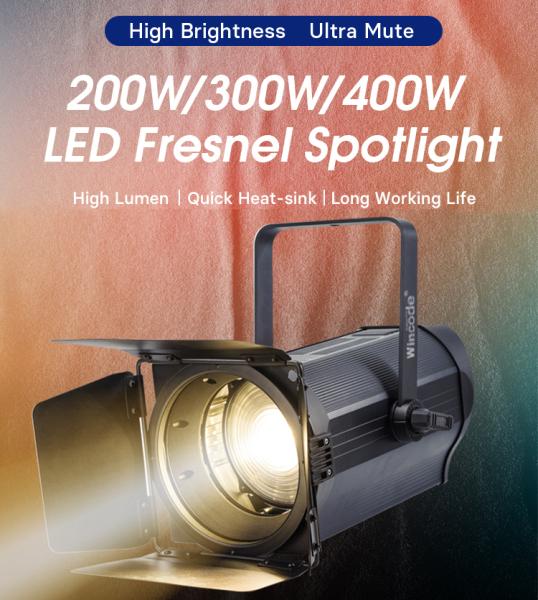 200W LED Fresnel Light 3200K-5600K DMX512 Studio Lighting