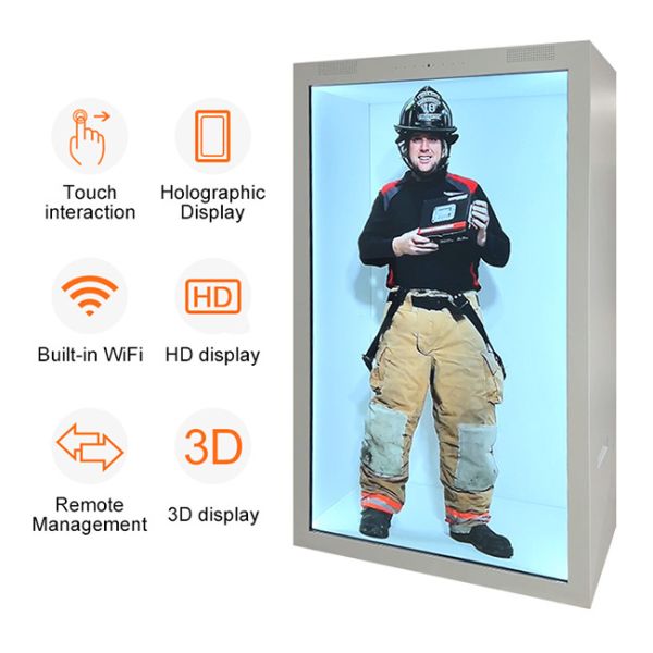 3d Hologram Transparent LCD Screen 98 Inch  Showcase Box Jewelry Museum Exhibition With Camera And Mic-TK