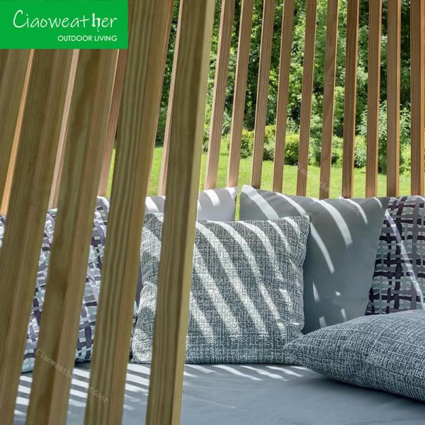 NO Folded Modern Design Style All Weather Tapered Round Outdoor Daybed With Canopy for Garden Park Resort Hotel Furniture
