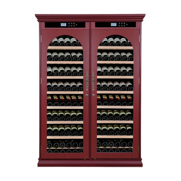 Burgundy Solid Wood Dual Zone Kitchen Wine Cooler with Smart Digital Control Panel