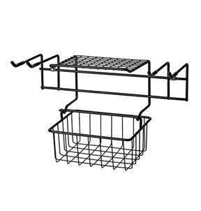 red beverage and food metal display shelf