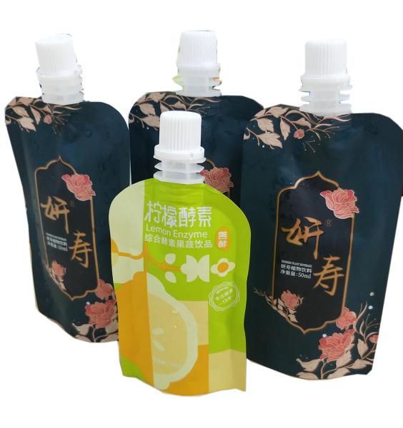 180*100mm 100ml Juice Spout Pouch Packaging Stand Up Pouch With Nozzle