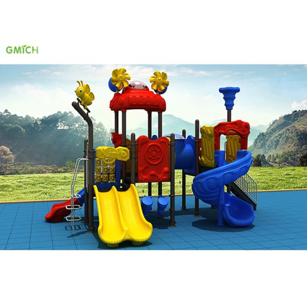 Kids Outdoor Residential Community Playground Equipment Plastic Slide Amusement Park Toys For Hot Sale