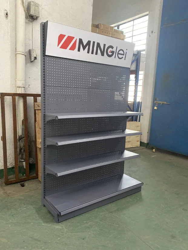 Фабрика на заказ цвет размеры Серое отверстие задней панели магазин дисплейная полка рынка полки