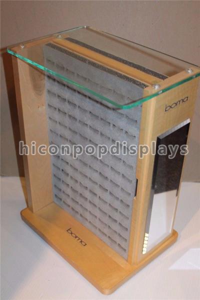 Desktop Wooden Glass Retail Jewelry Display For Fashion Accessories / Earrings