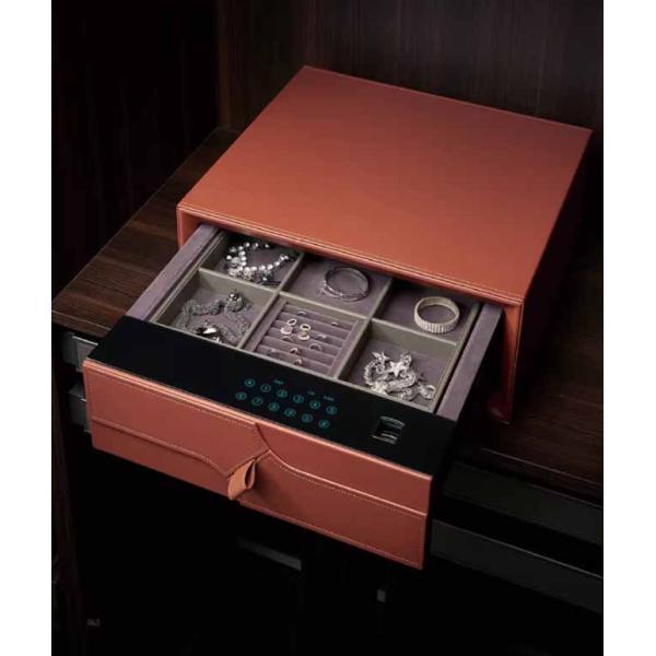 Caja organizadora de joyas de cuero para armario con pantalla táctil inteligente antirrobo con contraseña electrónica segura con construcción de metal
