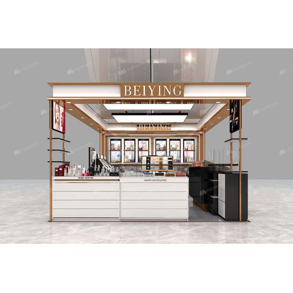 Gold Rush Series Cosmetic Beauty Kiosk Retail Furniture Kiosk Store Showcase