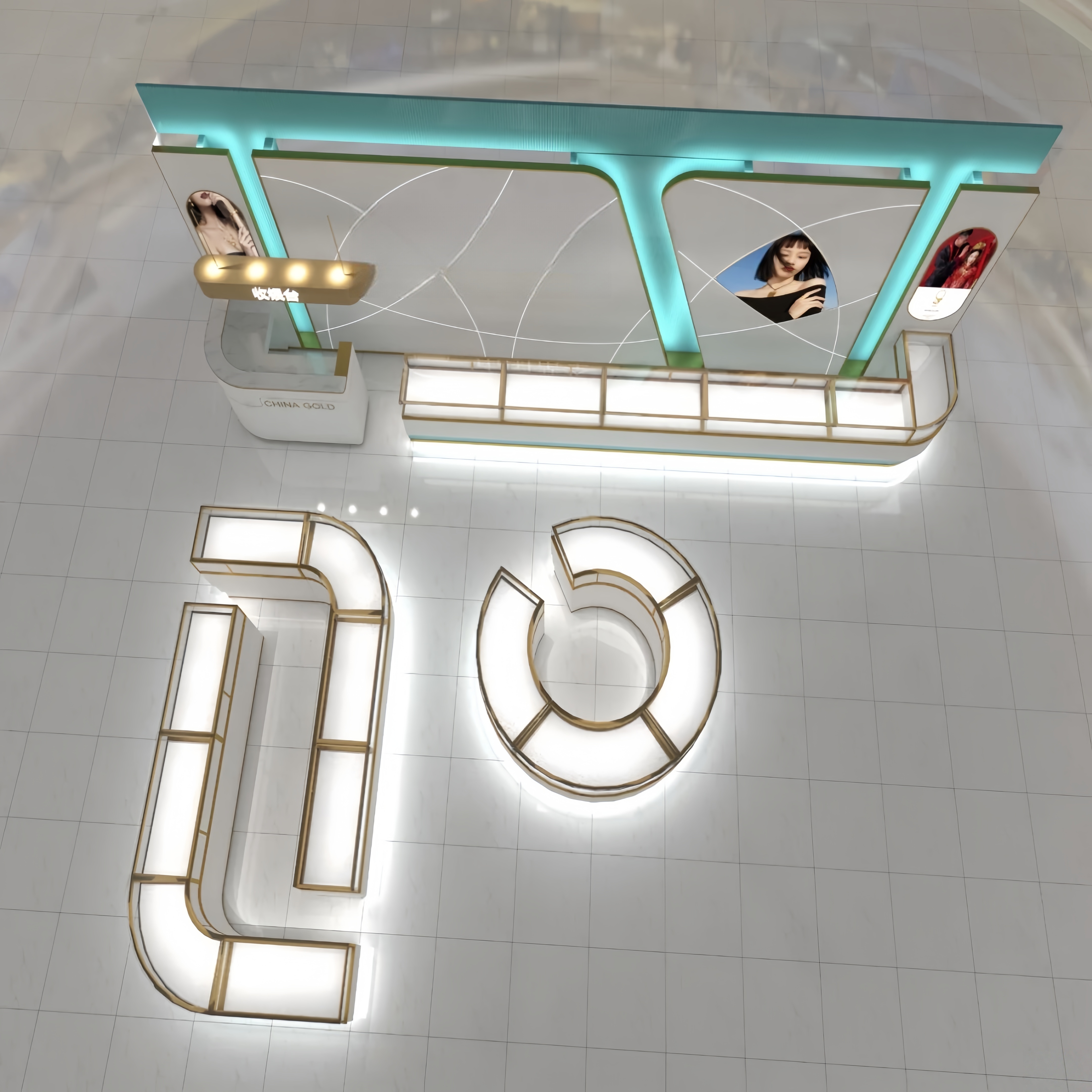 SS304 Jewelry Display Case Glass Solid Wood Veneer A Jewelry Showrooms