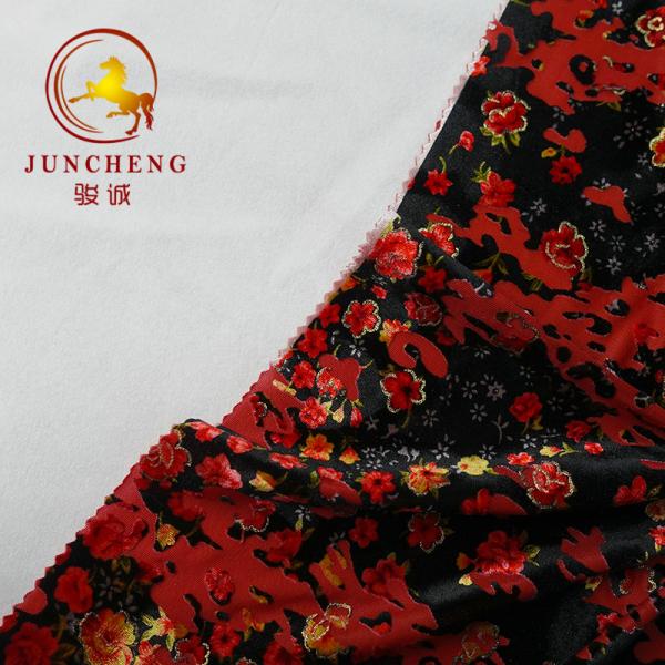 2018 hot sale burnout printed KS silk velvet fabric for dresses