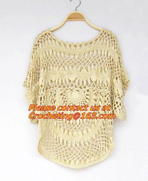 Crocheted, loose Crochet knitted blouse wears batwing hollow pullover sweaters top, hollow