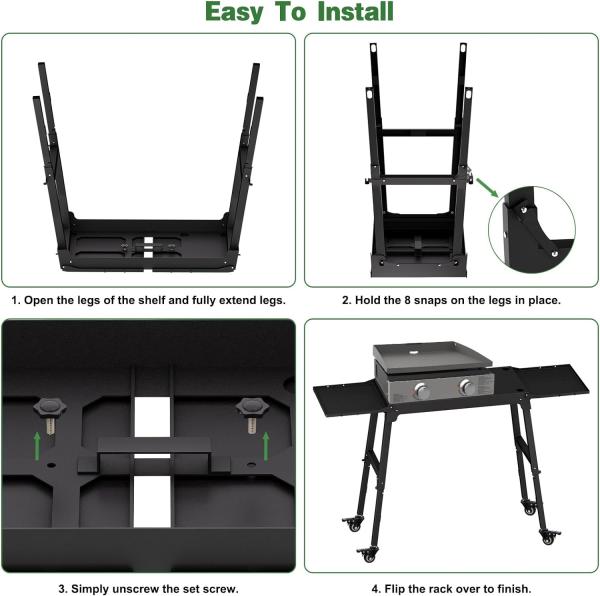 2-3Kg Universal Portable Folding Grill Table with Caster Wheels and Double Side Shelf