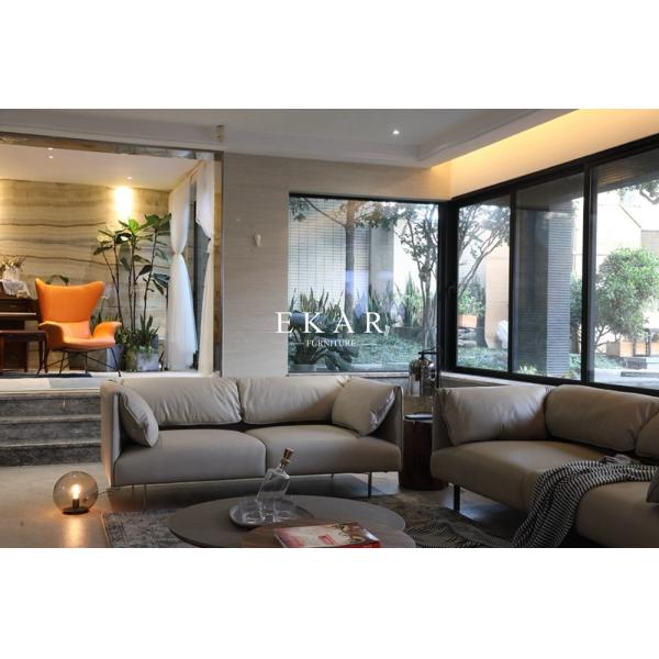 Italy Contemporary Simple Designed Modern Home Living Room Furniture Leather Sofa Set