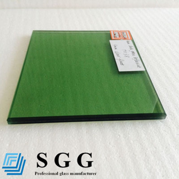 Top quality 8.38mm green laminated glass wall