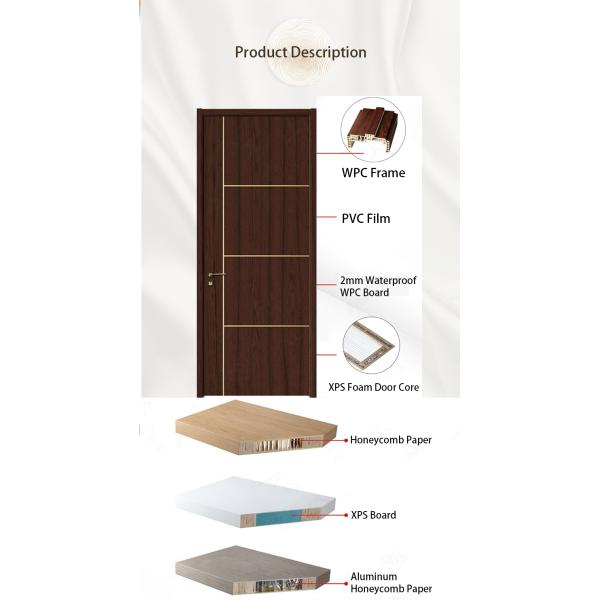 Prehung WPC Shaker Door Exterior Flush Front Entrance Bedroom Other Interior Single Slab Wood Doors Design With Smart Lock