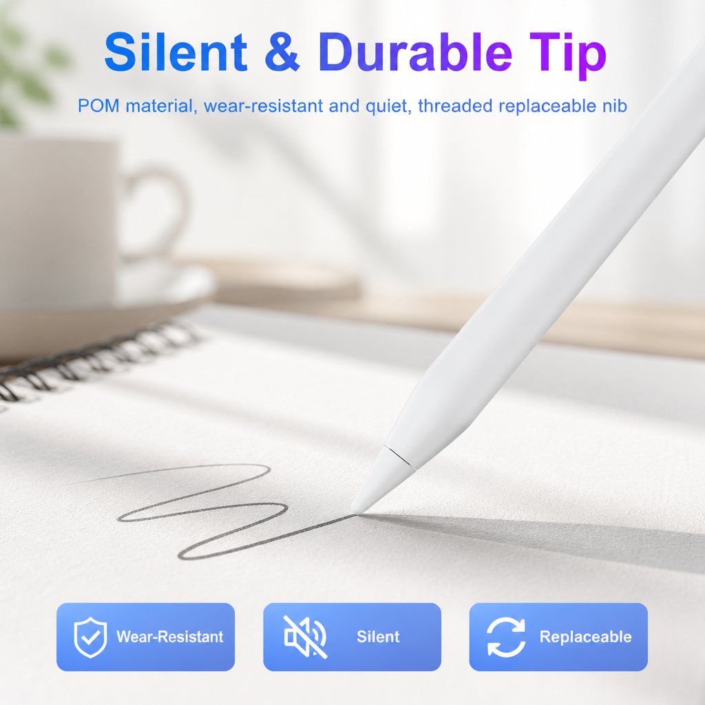 Bluetooth Stylus Pen for iPad Palm Rejection Tilt Sensitivity Type-C Fast Charging Magnetic Active Pencil Pro Air Mini 2018-2026