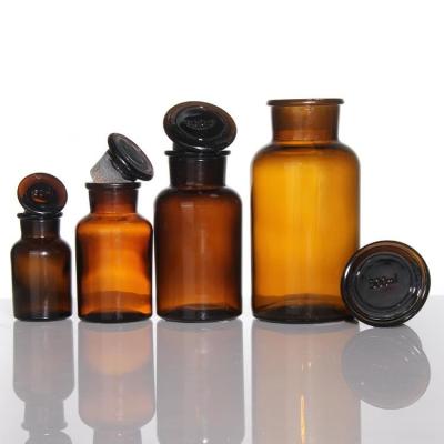 Empty Large Amber Apothecary Glass Reagent Bottle For Liquid Solid Powder Medicine