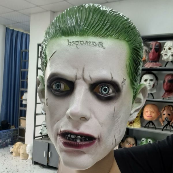Realistic Green Hair Creepy Clown Mask - Scary Latex Villain Face Helmet for Cosplay & Halloween Party