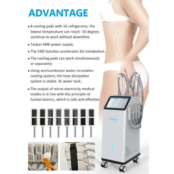 Non-invasive Body Slimming 4 Cooling Pads Cryo Membrane Fat Freezing Professional Machine Cool Sculpting Salon Massager Device