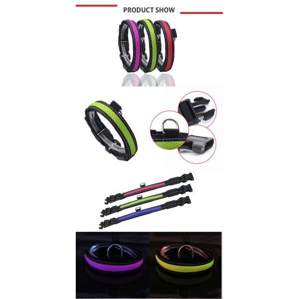 Durable Cat Neck LED Dog Collar Light Up Night Safety Strap S / M / L