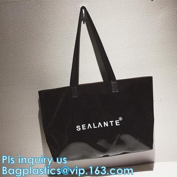 Semi-clear Tote Bags Stripe PVC Shoulder Bag with Pouch, PVC PU Trendy Handbag Shoulder Bag Beach Bag, PVC shoulder bag