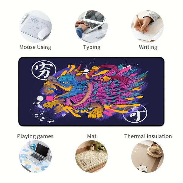 Custom Business Office Gaming Mouse Pad with Extended Size and Stitched Edge Design