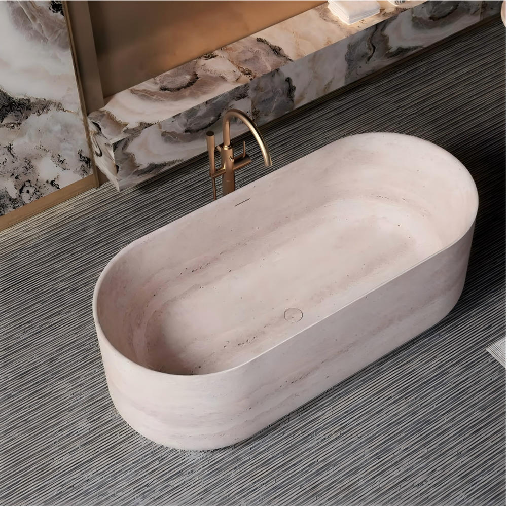 Seamless Hygienic Freestanding Solid Surface Bathtub For Villa Hotel Bathroom
