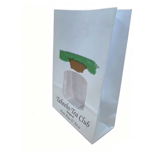 Eco Friendly Tea Paper Packaging Bag White Custom Stand Up Pouches Moisture Proof