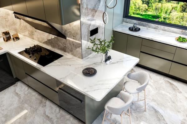 Fadior Luxury Olive Green SS Armários de cozinha de aço com armazenamento funcional