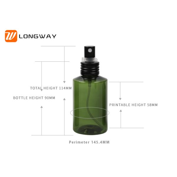 Travel Plastic green Slopping Shape Bottle with Aluminium Spray Pump for Cosmetic Toner Packing