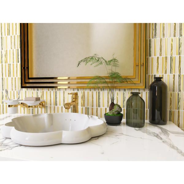 Acid-Resistant And Antibacterial Yellow 282x294mm Natural Stone Mosaics For Office And Bathroom