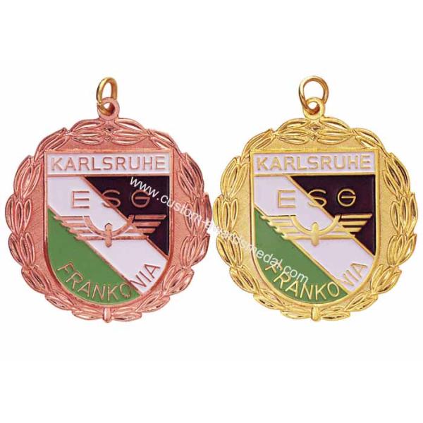 Brass / Copper / Pewter Custom Awards Medals with Soft Enamel, Gold / Copper Plated