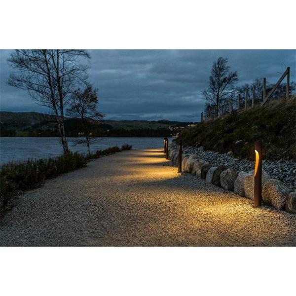 Outdoor Cylinder Led Solar Rust Metal Corten Garden Bollard Light Boxes