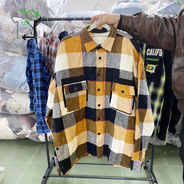 Grade A Second Hand Coats Used Winter Check Shirts Mixed Colors For Men Women