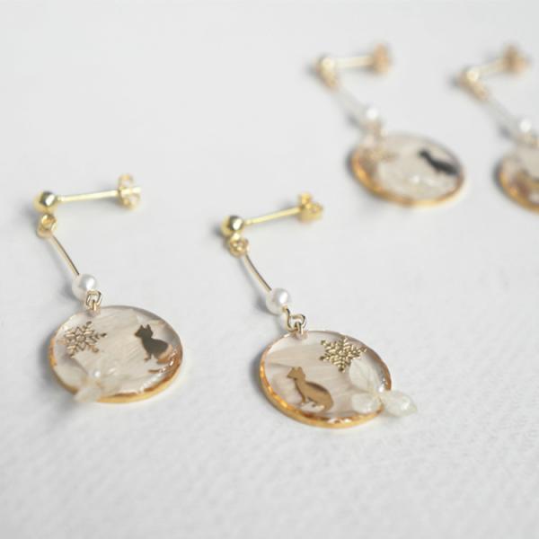 Dream Cats Pure 1cmx3cm Wedding Used 14K Gold Pearls Real Flowers Ear Studs