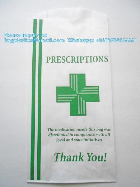 Pharmacy Bag, Prescription Bag 8 x 5 x 17”Pharmacy Paper Bag  Medicine Container, Medication Pack