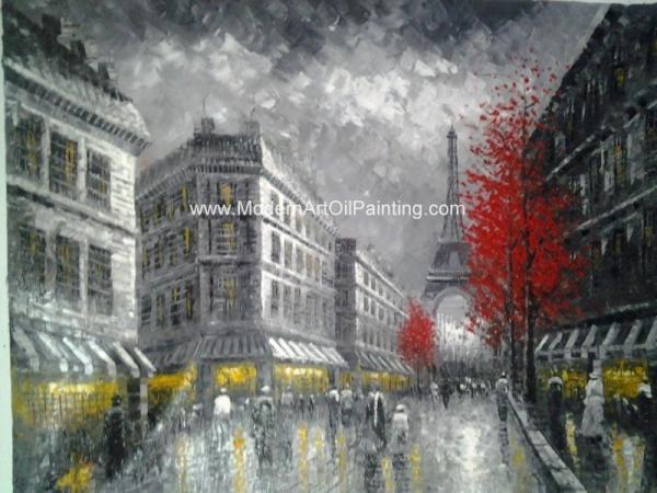 Paris Abstract Painting / Modern Art Oil Painting Eiffel Tower Paris Single Panel