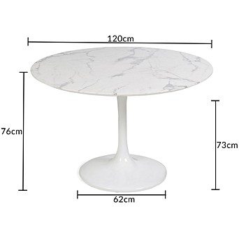 120cm White Marble Round Dining Table And Upholstered Dining Chair