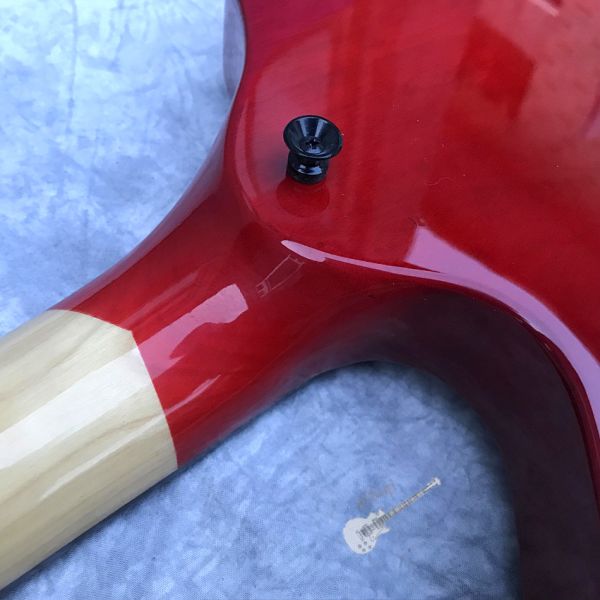 Custom Electric Guitar Rosewood Top Covered Black Hardware in Burgundy Customized Logo Shape