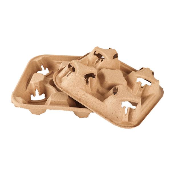 Pulp cup holder coffee paper cup tray 4 cup paper cardboard tray holder carrier