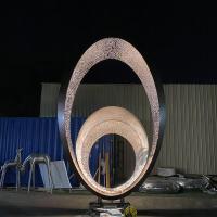 Décoration de jardin moderne sculpture d'œuf en bronze avec lumière