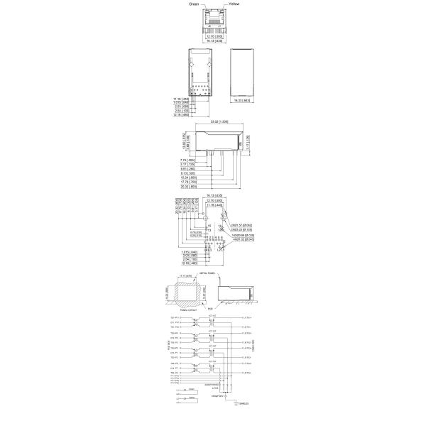 Tab Up Female Connector Rj45 Vertical Mount Latch Up POE Function