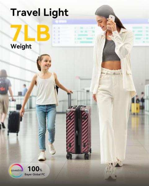 Carry On Luggage 22x14x9 Airline Approved - 35L Polycarbonate Expandable Hard Shell Suitcase with Spinner Wheels