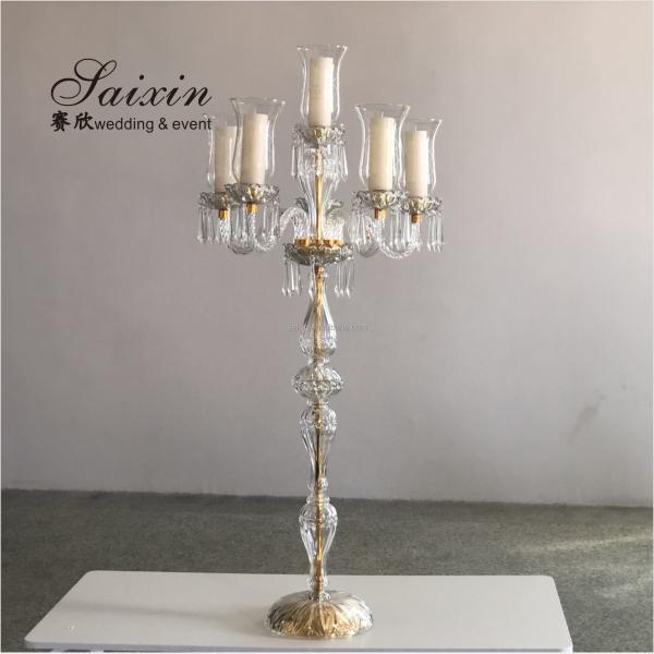 Nouveau design décoration de mariage de luxe porte-bougies haut chandelier de cristal de champagne