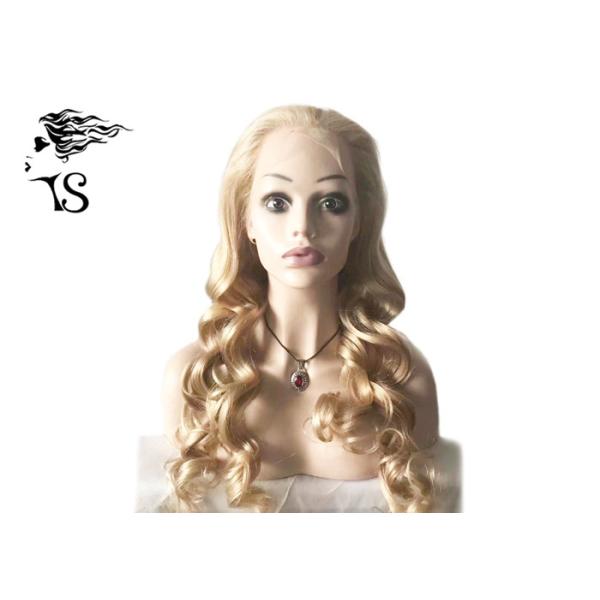 Golden Blonde Wavy Long Full Lace Human Hair Wigs With Baby Hair for Fashion Ladies