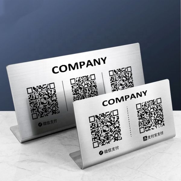 Custom Personalized Metal Display Tags Engraved And Printed Custom Qr Code For Restaurant Cafe Table Menu