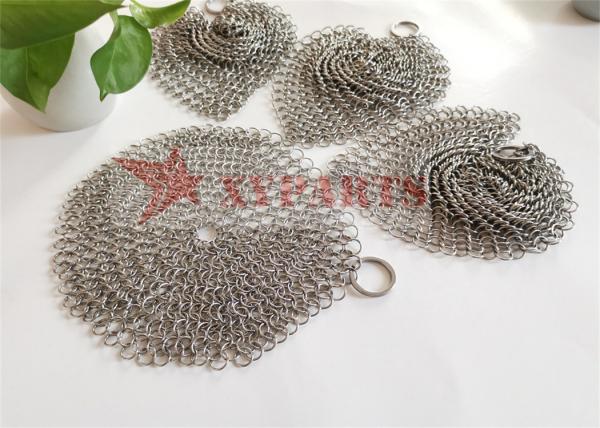 Food Grade Stainless Steel Chain Mail Scrubber Pot Dishes Pan Cleaner For Cookware