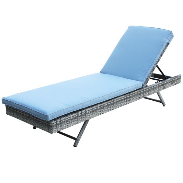 Factory Direct Delivery Rattan Patio Sets with Cushion Waterproof Fabric Outdoor Furniture Poolside Sun Lounger