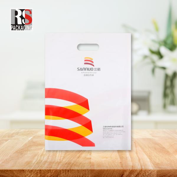 LDPE Plastic Die Cut Shopping Bags With Handle Customized Logo Printing