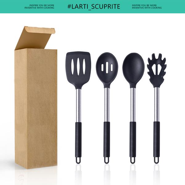 Stocked Silicone Non-stick Spoon for Frying Fish Leak Spatula Household Cookware Set
