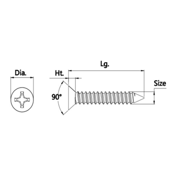 Stainless Steel M2 Flat Head Screw , Blunt Round 4mm Self Tapping Screw